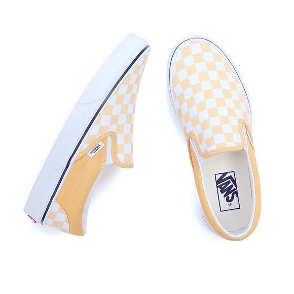VAN’s Classic slip on YELLOW & WHITE checkerboard; Size U.S. Missy 5.5 Euro 37 - Picture 1 of 9
